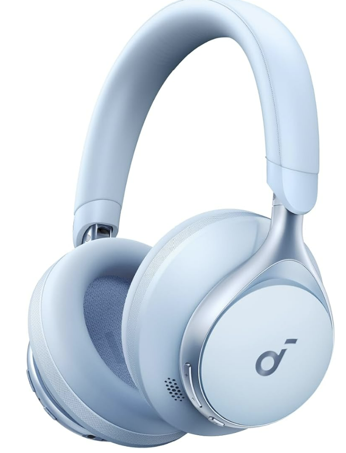 soundcore by Anker,Space One Active Noise Cancelling Bluetooth Over Ear Headphones with Travel Pouch,2X Stronger Voice Reduction,40H ANC Playtime,App Control,Ldac Hi-Res,Ergo Design for Comfort Fit - Unboxed