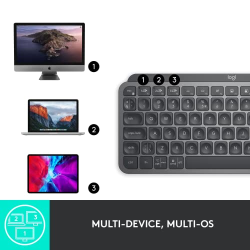 Logitech Mx Keys Mini Minimalist Wireless Illuminated Keyboard, Compact, Bluetooth, Backlit, USB-C, Compatible with MacOS, iOS, Windows, Linux, Android, Metal Build-Graphite - Unboxed
