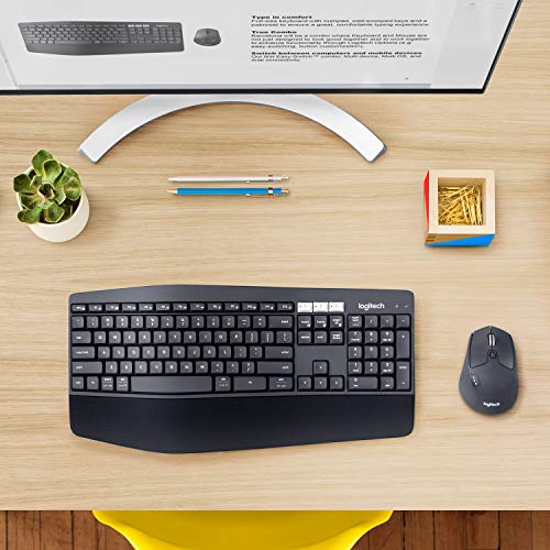 Logitech MK850 Multi-Device Wireless Keyboard and Mouse Set, 2.4GHz Wireless & Bluetooth, Curved Keyframe , 12 Programmable Keys, 3-Year Battery Life, PC/Mac - Unboxed