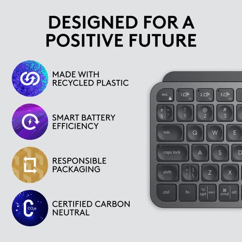 Logitech Mx Keys Mini Minimalist Wireless Illuminated Keyboard, Compact, Bluetooth, Backlit, USB-C, Compatible with MacOS, iOS, Windows, Linux, Android, Metal Build-Graphite - Unboxed