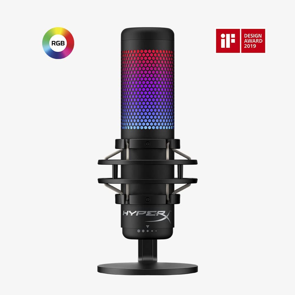 (Open Box) HyperX Quadcast S RGB USB Condenser Omnidirectional Microphone for Pc, Ps4 and Mac, Gaming, Streaming, Podcasts, Twitch, YouTube, Discord (Hmiq1S-Xx-Rg/G, Black) Grade - A+