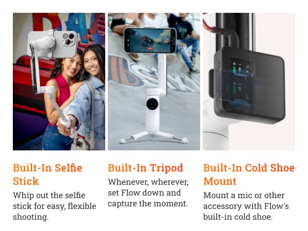 (Open Box)Insta360 Flow Standalone Gimbal(Grey) AI-Powered Smartphone Stabilizer with3-Axis Stabilization,Deep Track 3.0,1-Step Rapid Deploy,Built-in Selfie Stick & Tripod,SmartWheel Control (Grade - A+)