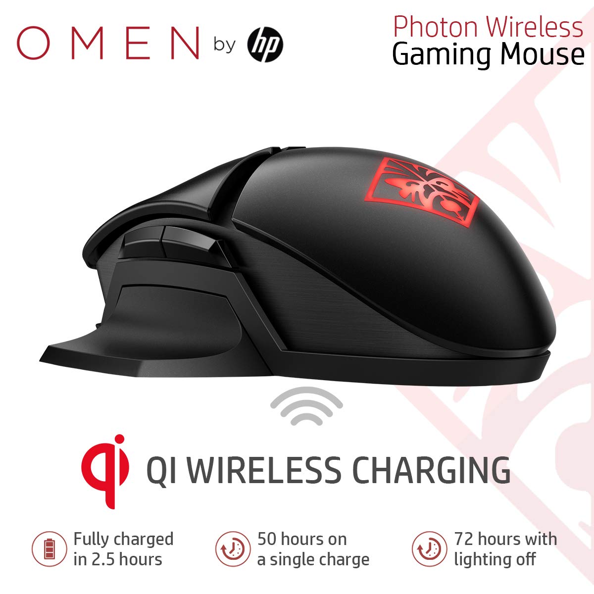 HP OMEN Photon Wireless Gaming Mouse with Qi Wireless Charging & Custom RGB Lighting