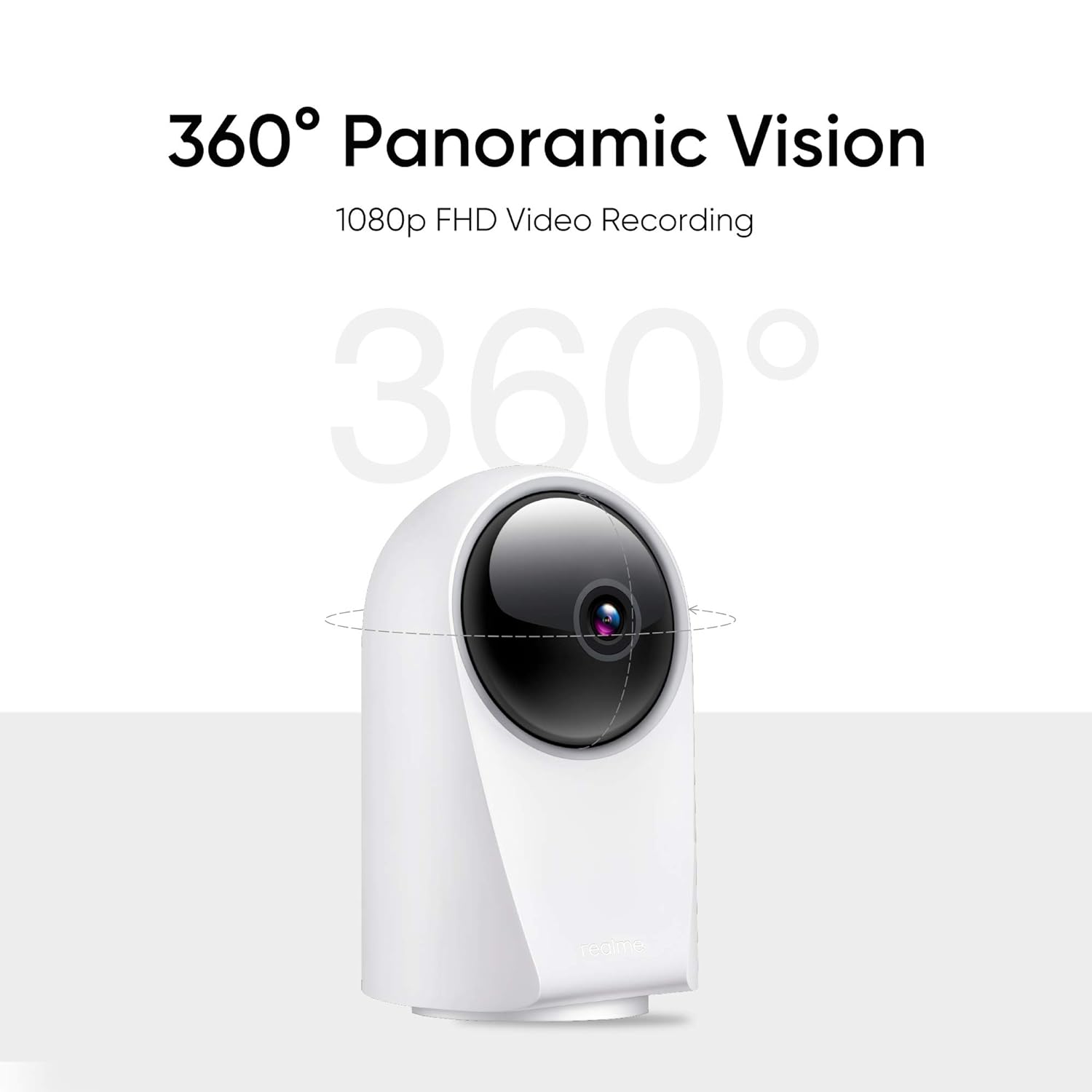 (Open Box) Realme 360 Deg 1080p Full HD WIFI Smart Security Camera (White) | Alexa Enabled | 2-Way Audio | Night Vision | Motion Tracking & Intruder Alert, 7.1cm x 6.58cm x 11.43cm (Grade - A+)