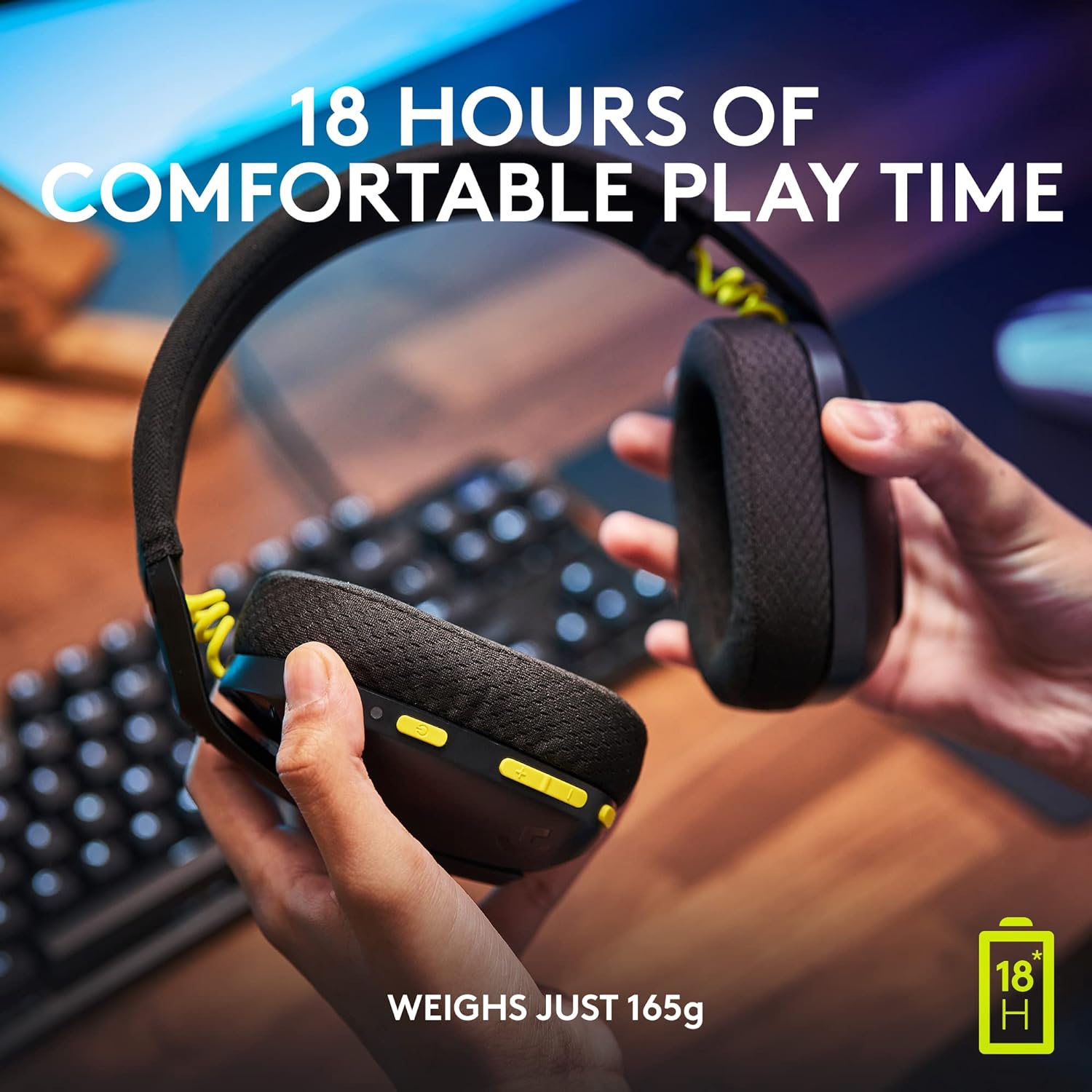 (Open Box) Logitech G435 Lightspeed and Bluetooth Wireless Over Ear Gaming Headphones - Lightweight, with mics, 18h Battery, Compatible with Dolby Atmos, PC, PS4, PS5, Mobile - Grade A+