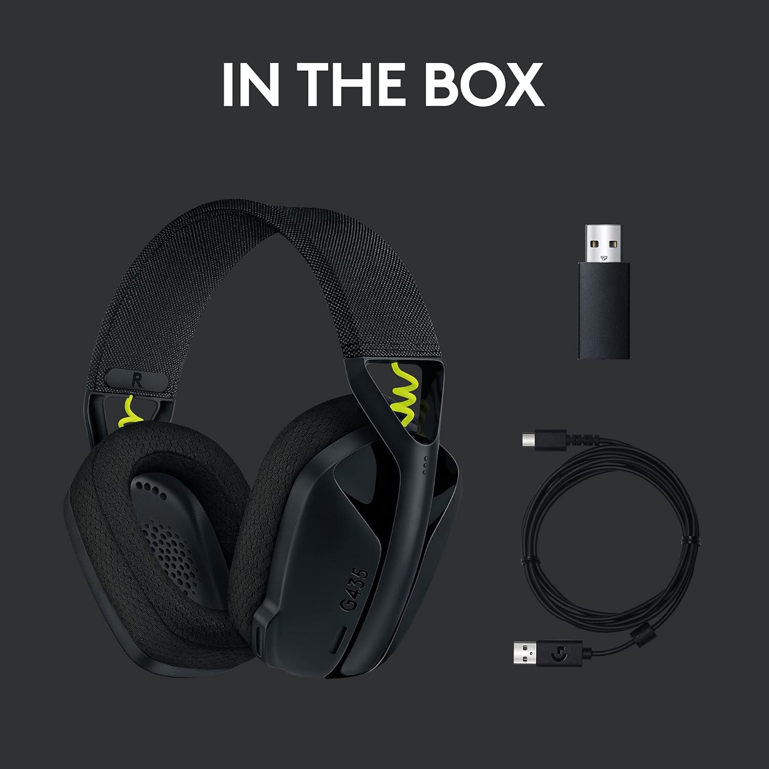 (Open Box) Logitech G435 Lightspeed and Bluetooth Wireless Over Ear Gaming Headphones - Lightweight, with mics, 18h Battery, Compatible with Dolby Atmos, PC, PS4, PS5, Mobile - Grade A+