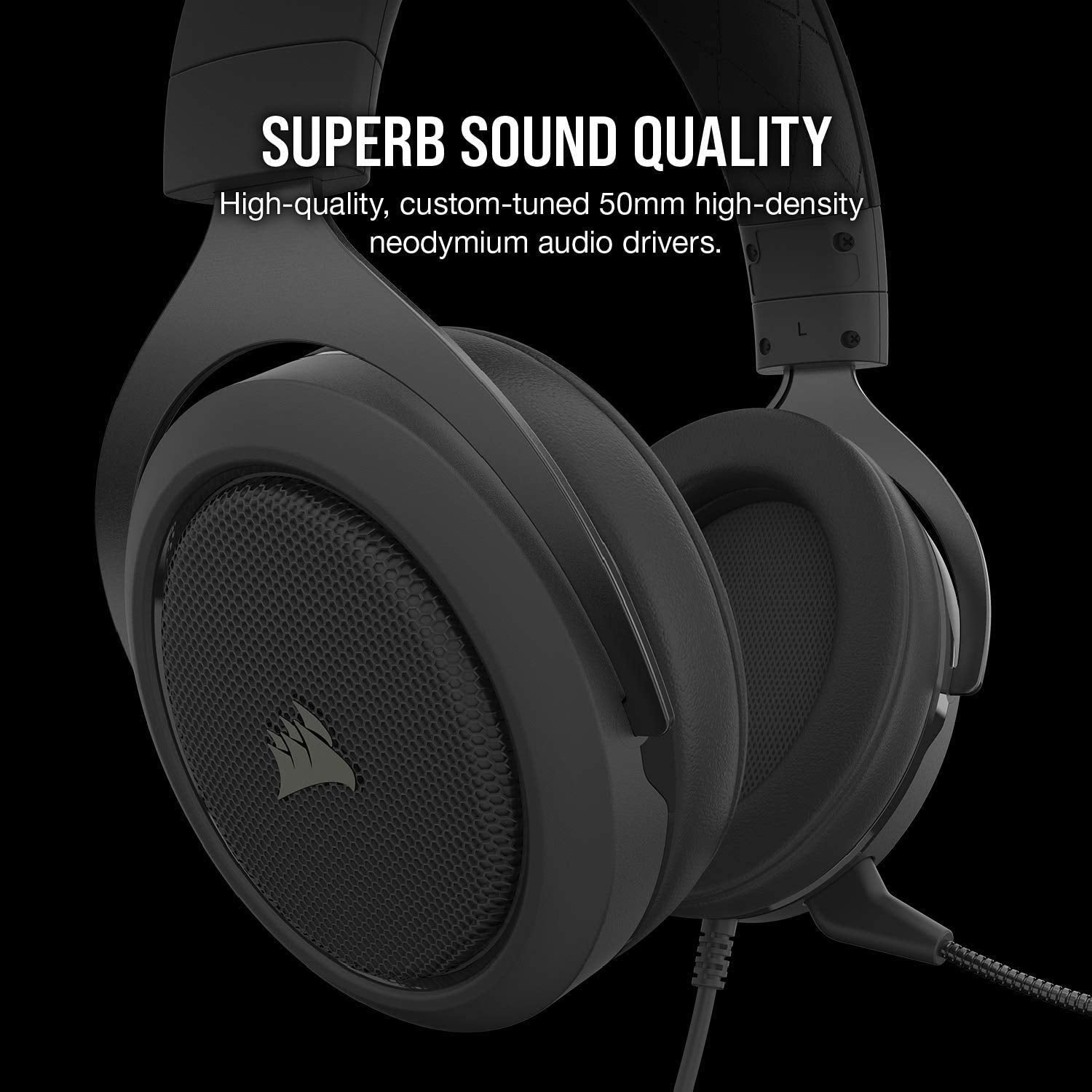 (Open Box) Corsair Hs50 Pro Wired On Ear Headphones with Mic (Carbon Black) (Grade - A+)