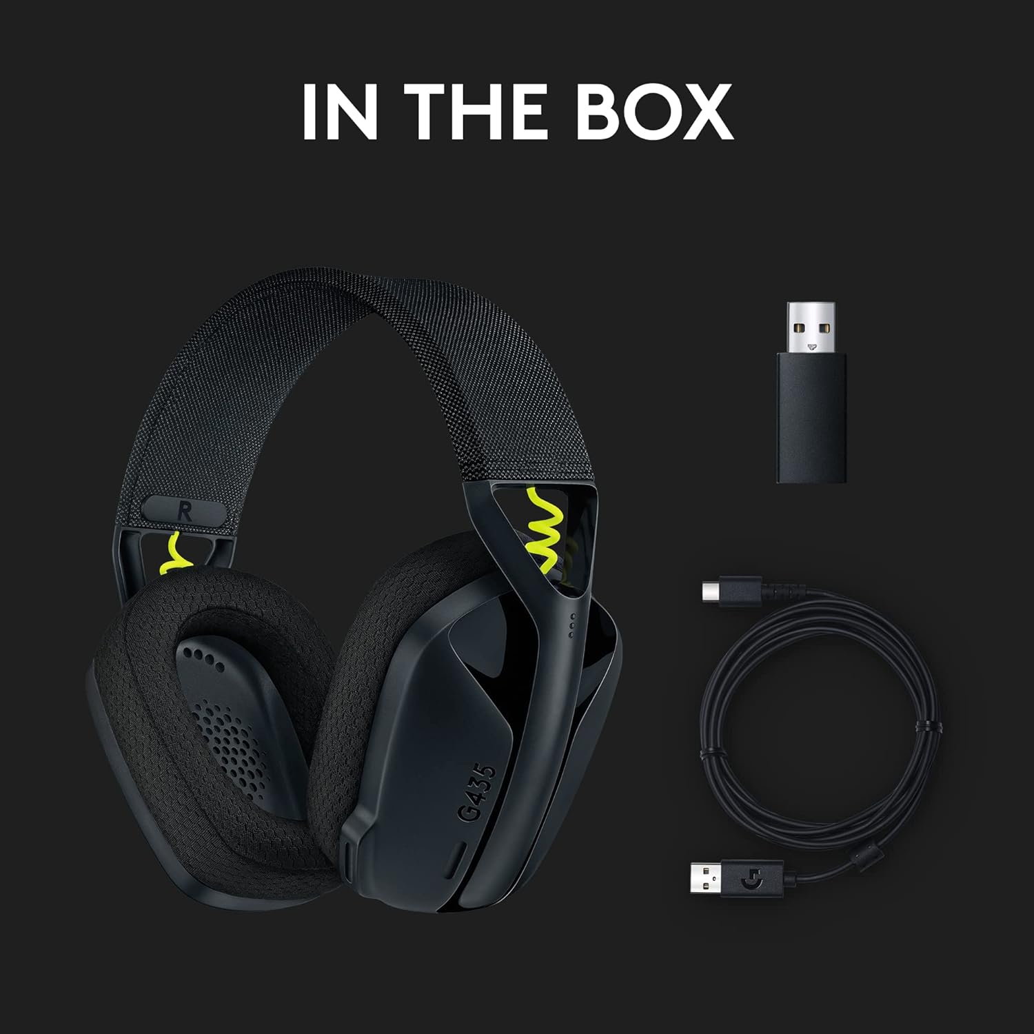 (Open Box) Logitech G435 Lightspeed and Bluetooth Wireless Over Ear Gaming Headphones - Lightweight, with mics, 18h Battery, Compatible with Dolby Atmos, PC, PS4, PS5, Mobile - Grade A+