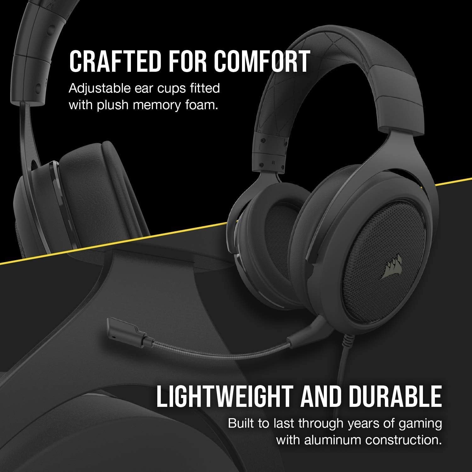 (Open Box) Corsair Hs50 Pro Wired On Ear Headphones with Mic (Carbon Black) (Grade - A+)