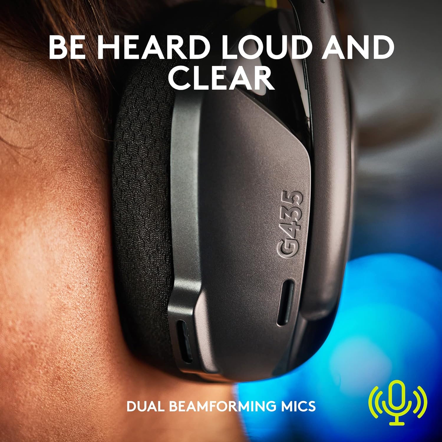 (Open Box) Logitech G435 Lightspeed and Bluetooth Wireless Over Ear Gaming Headphones - Lightweight, with mics, 18h Battery, Compatible with Dolby Atmos, PC, PS4, PS5, Mobile - Grade A+