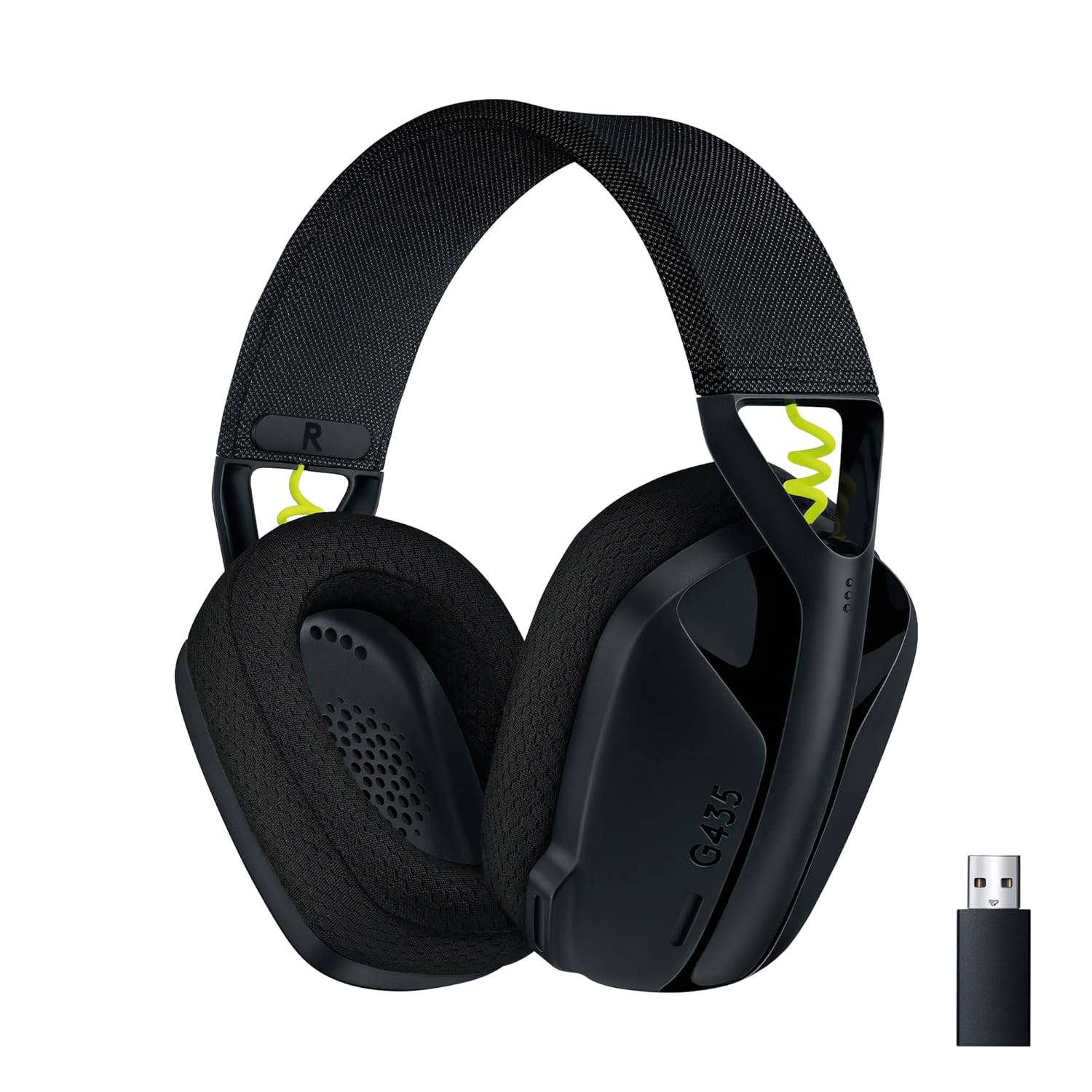 (Open Box) Logitech G435 Lightspeed and Bluetooth Wireless Over Ear Gaming Headphones - Lightweight, with mics, 18h Battery, Compatible with Dolby Atmos, PC, PS4, PS5, Mobile - Grade A+