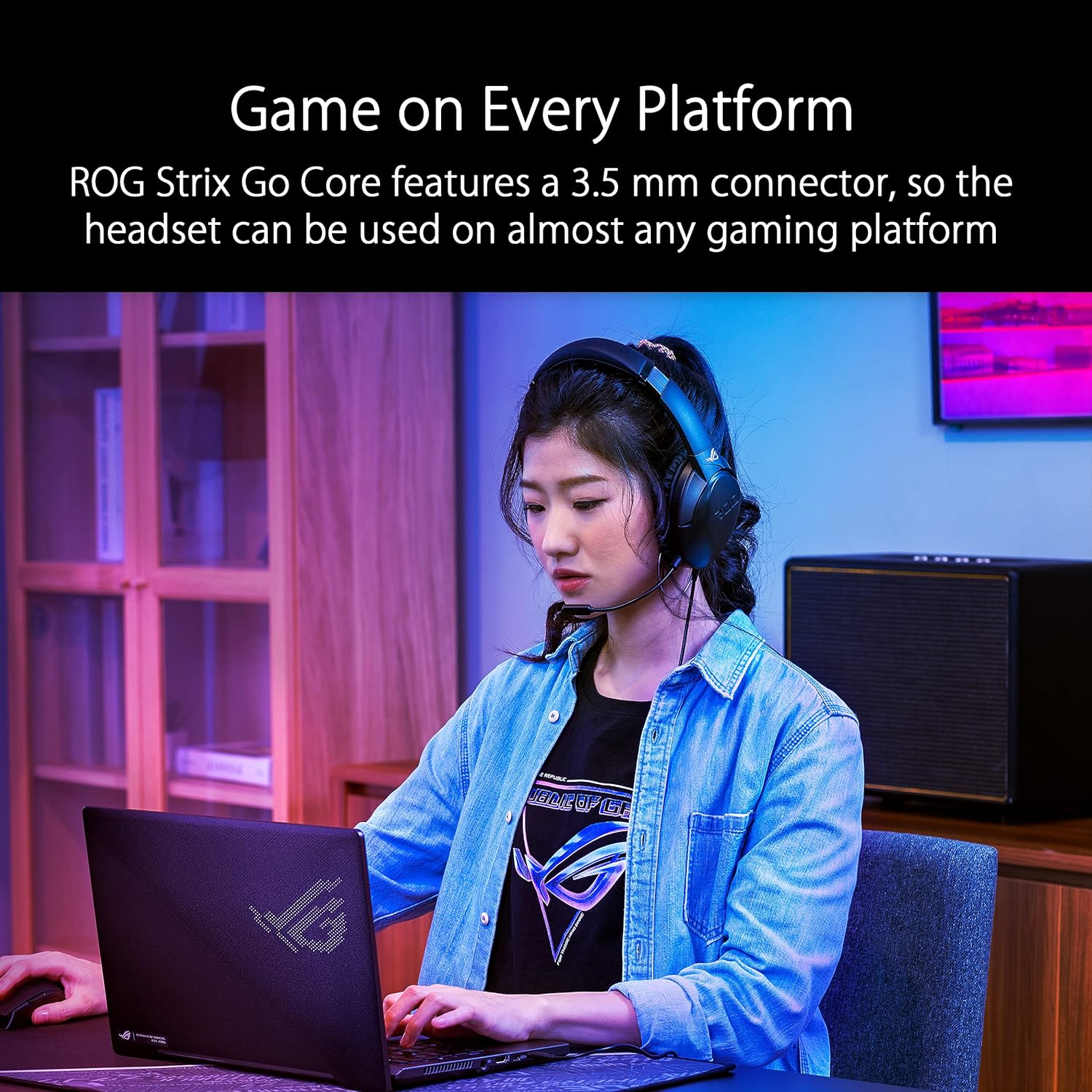 (Open Box) ASUS ROG Strix Go Core Wired Over The Ear Headphone with Mic (Black) (Grade - A+)