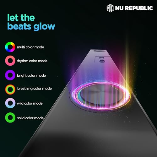Nu Republic Party Box 16 Bluetooth Soundbar with X-Bass Technology, Upto 10 Hrs Playtime, Multiple RGB LED Lights, 16 W Output - Unboxed