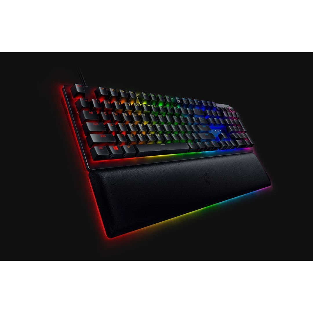 Razer Huntsman V2 Analog Gaming Keyboard: Adjustable Actuation via Analog Optical Switches - Rapid Trigger Mode - Chroma RGB Lighting - Magnetic Wrist Rest - Dedicated Media Keys & Dial - Unboxed