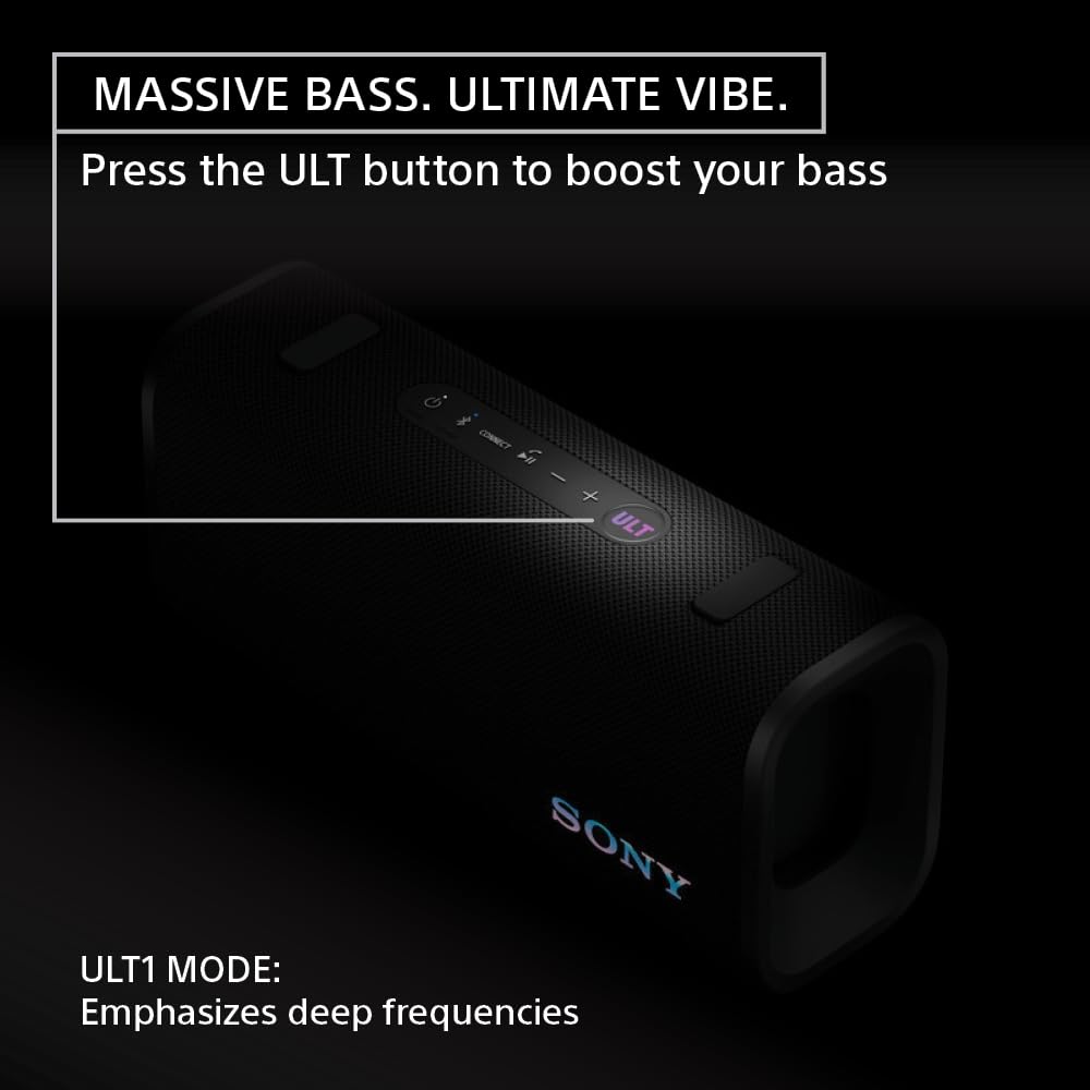 Sony ULT Field 3 Bluetooth Speaker, 48W Massive Bass, 24Hr Battery, IP67 Water/Dust/Shock/Rustproof, Hands-Free Calling, Quick Charge, Strap-White