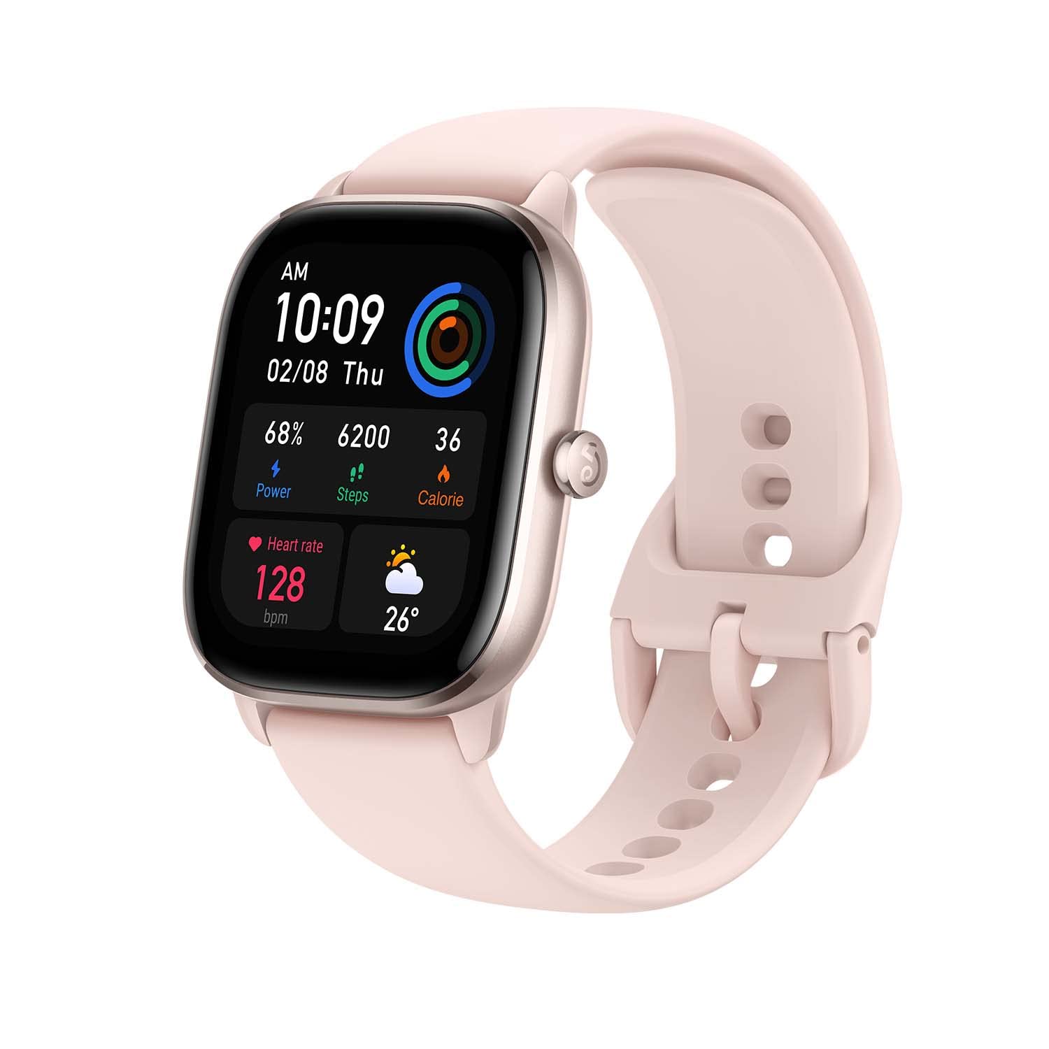 Amazfit Active 42mm AMOLED Smart Watch, Built in GPS, 14day Battery, 5ATM Water Resistant, for iOS & Android, Accurate Readings, BT Calls, Strava Support, Temperature Sensor, VO₂ Max (Midnight Black)