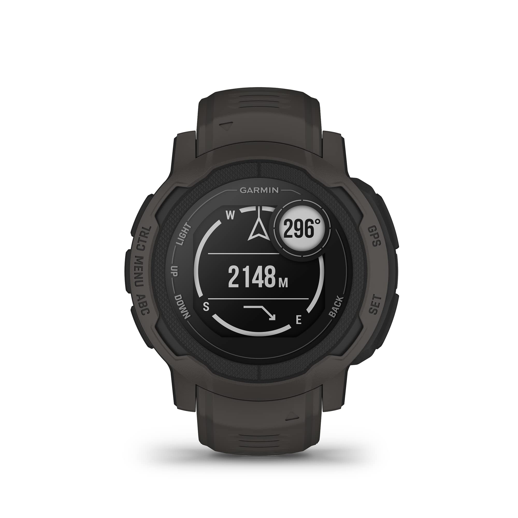 Garmin Instinct 2, Graphite Smartwatch, Built-in Sports Apps and Health Monitoring, Ultra tough Design Features, Graphite - Unboxed