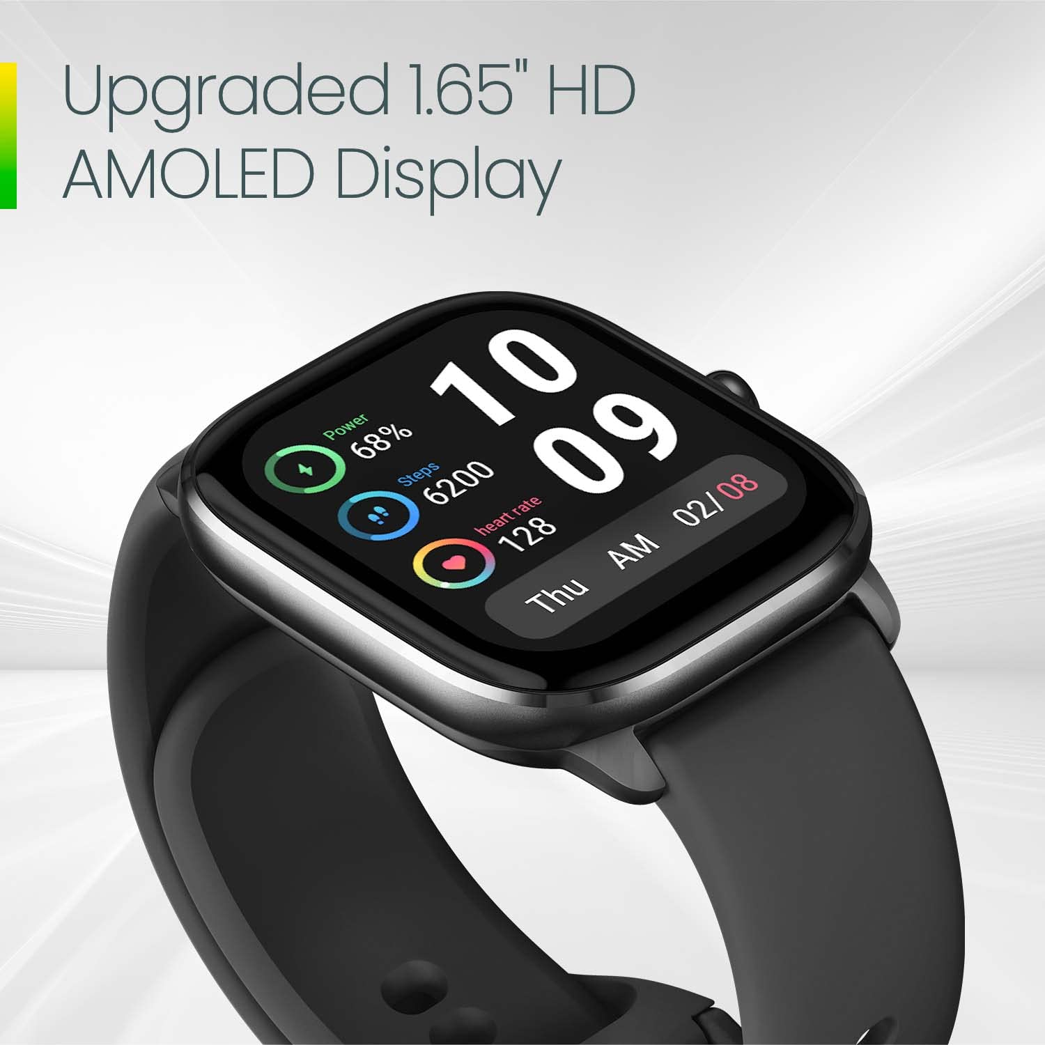 Amazfit Active 42mm AMOLED Smart Watch, Built in GPS, 14day Battery, 5ATM Water Resistant, for iOS & Android, Accurate Readings, BT Calls, Strava Support, Temperature Sensor, VO₂ Max (Midnight Black)