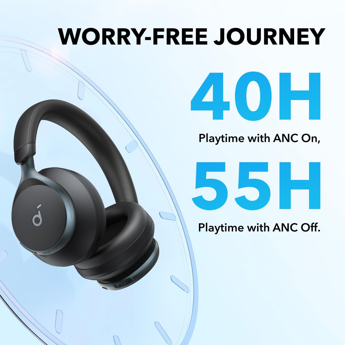 soundcore by Anker,Space One Active Noise Cancelling Bluetooth Over Ear Headphones with Travel Pouch,2X Stronger Voice Reduction,40H ANC Playtime,App Control,Ldac Hi-Res,Ergo Design for Comfort Fit - Sealed