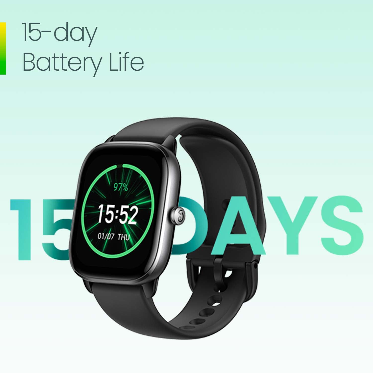 Amazfit Active 42mm AMOLED Smart Watch, Built in GPS, 14day Battery, 5ATM Water Resistant, for iOS & Android, Accurate Readings, BT Calls, Strava Support, Temperature Sensor, VO₂ Max (Midnight Black)