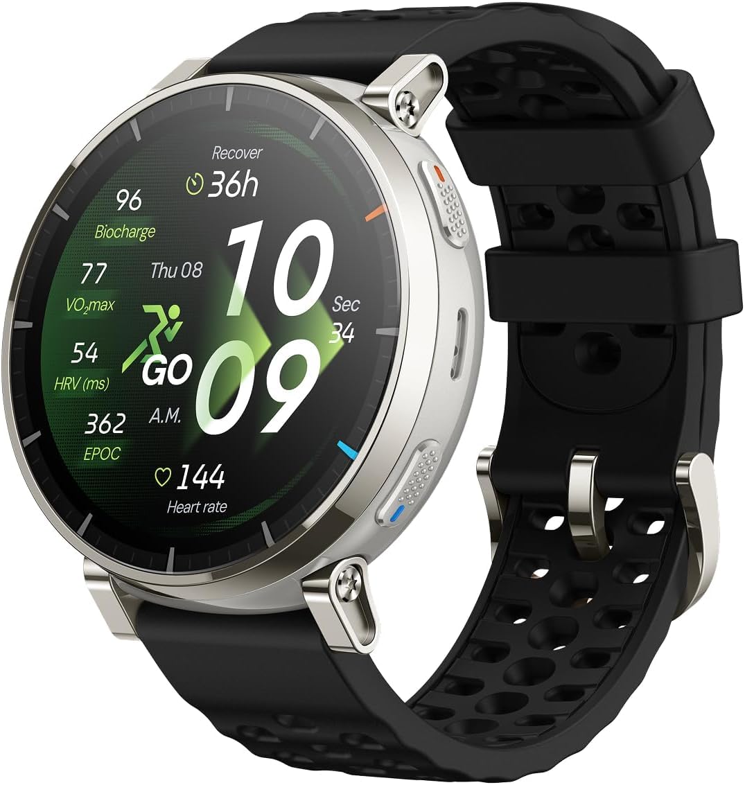 Amazfit Active 3 Premium(Smartchoice)GPS Running Smart Watch, 1.32"AMOLED Sapphire Display,12-Day Battery,4GB Storage,Offline Maps, 170+Workout Modes, 5 ATM,Fitness Tracker, Android & iOS, Apex Silver