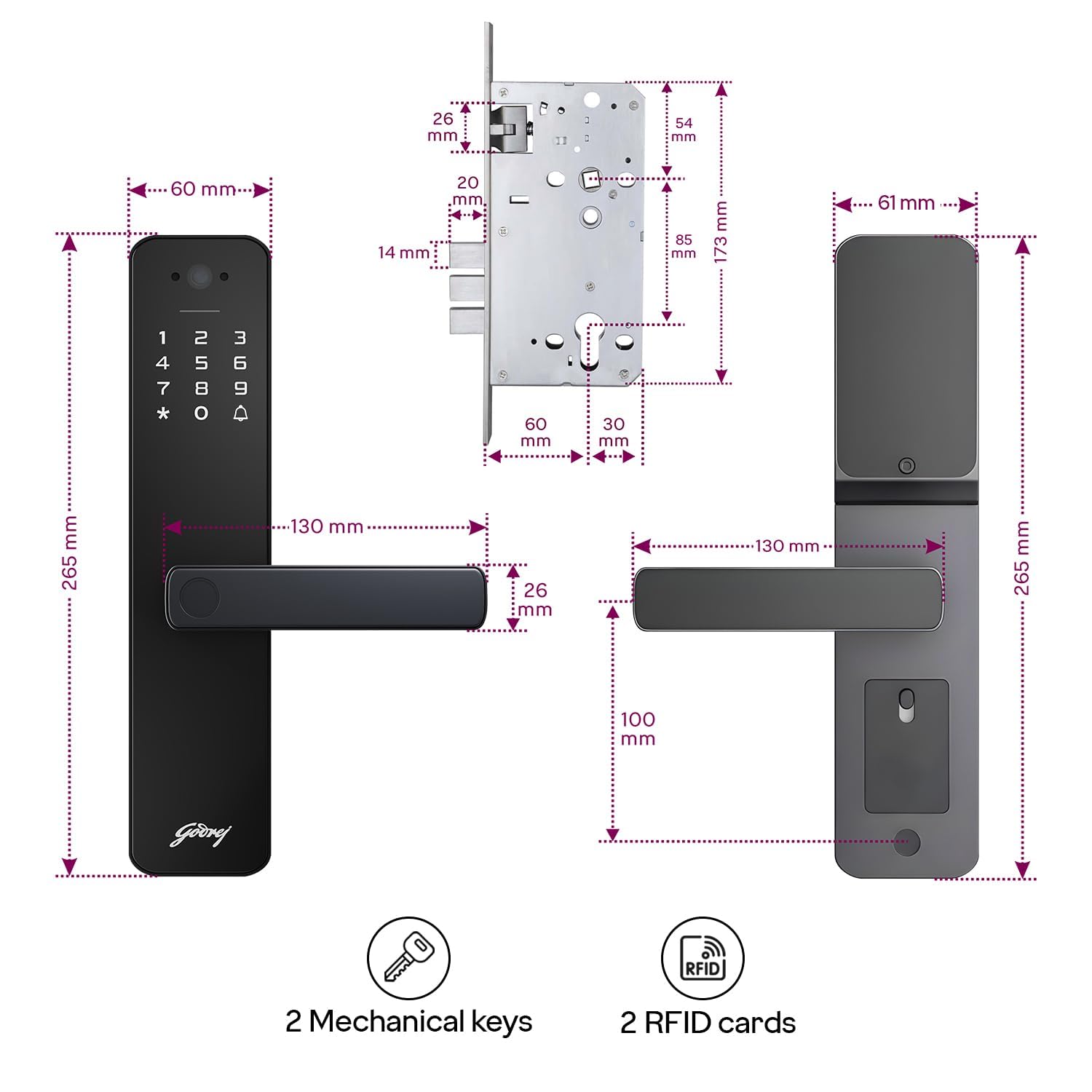 Godrej Smart Lock | Neo Pro View Digital Lock for Wooden Doors with Camera, View Screen, Wi-fi | Mobile App | Built-in Doorbell I 7 in 1 Access I 3 Yr Warranty I Free Installation