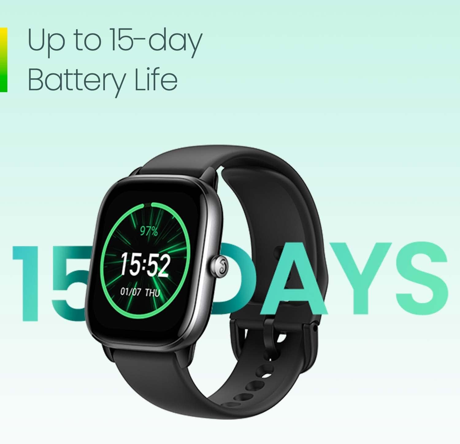 Amazfit Active 42mm AMOLED Smart Watch, Built in GPS, 14day Battery, 5ATM Water Resistant, for iOS & Android, Accurate Readings, BT Calls, Strava Support, Temperature Sensor, VO₂ Max (Midnight Black)