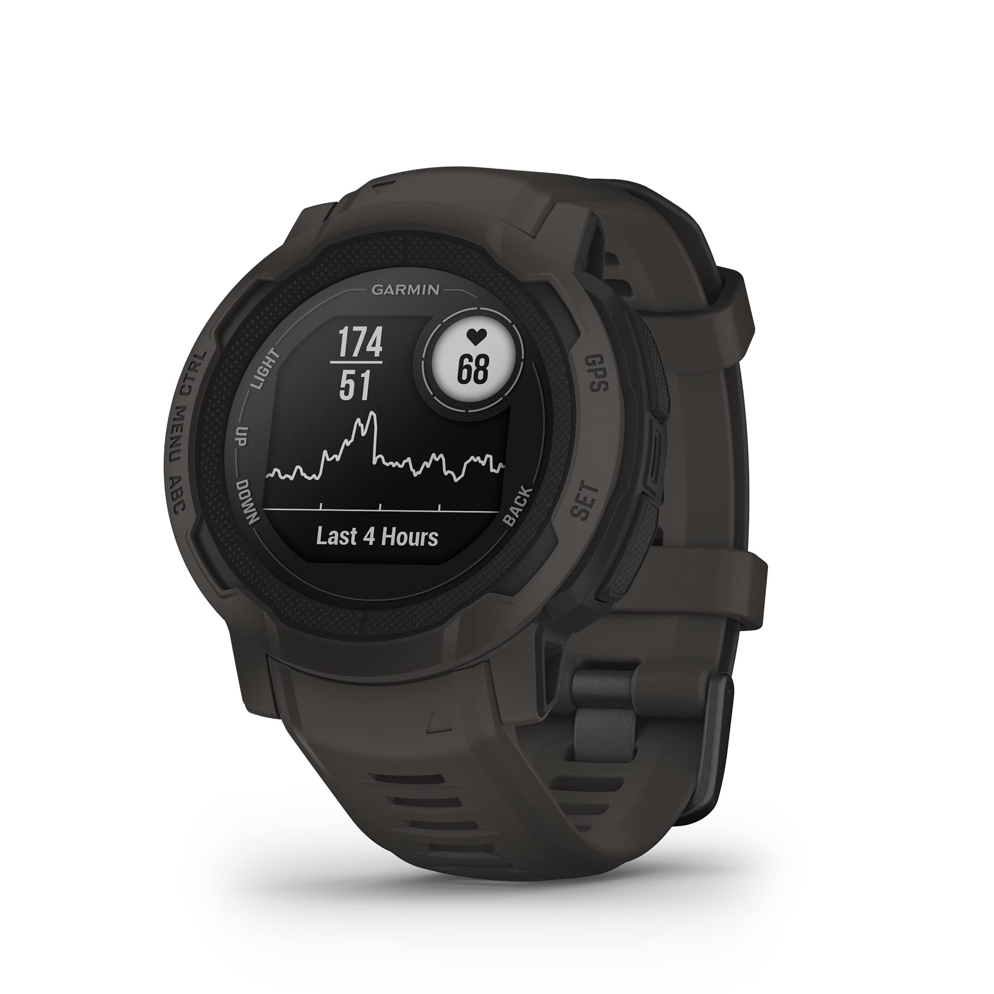 Garmin Instinct 2, Graphite Smartwatch, Built-in Sports Apps and Health Monitoring, Ultra tough Design Features, Graphite - Unboxed