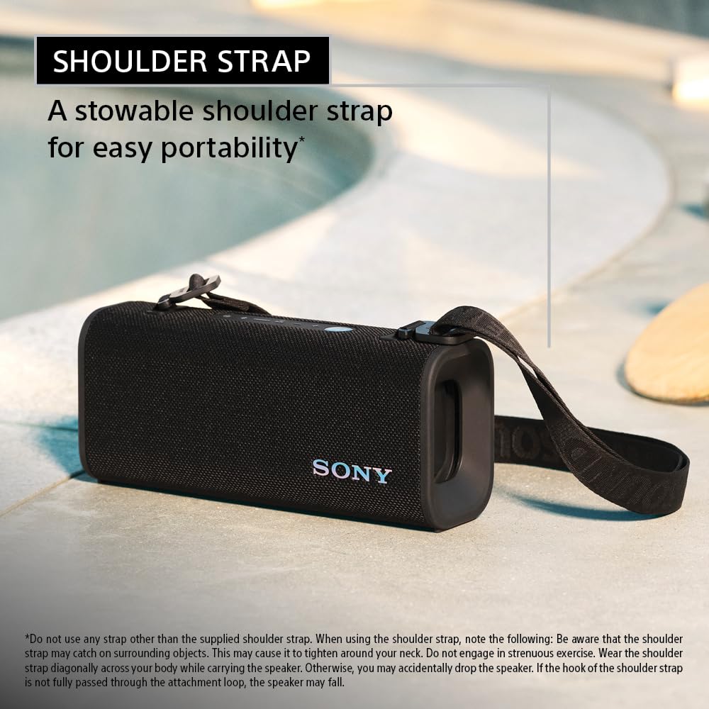 Sony ULT Field 3 Bluetooth Speaker, 48W Massive Bass, 24Hr Battery, IP67 Water/Dust/Shock/Rustproof, Hands-Free Calling, Quick Charge, Strap-White