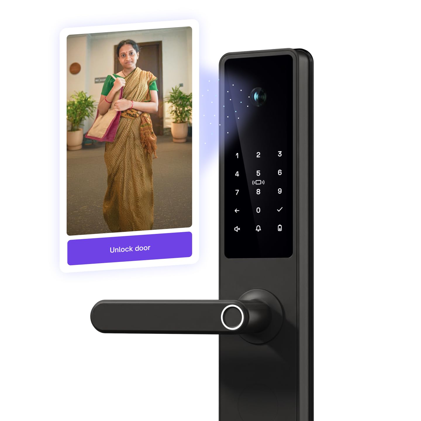 Native by Urban Company Lock Pro Smart Door Lock with in-Built HD Camera & Home Doorbell Connect | 7-Way Unlock | Free Installation | 3-Year Warranty - Unboxed