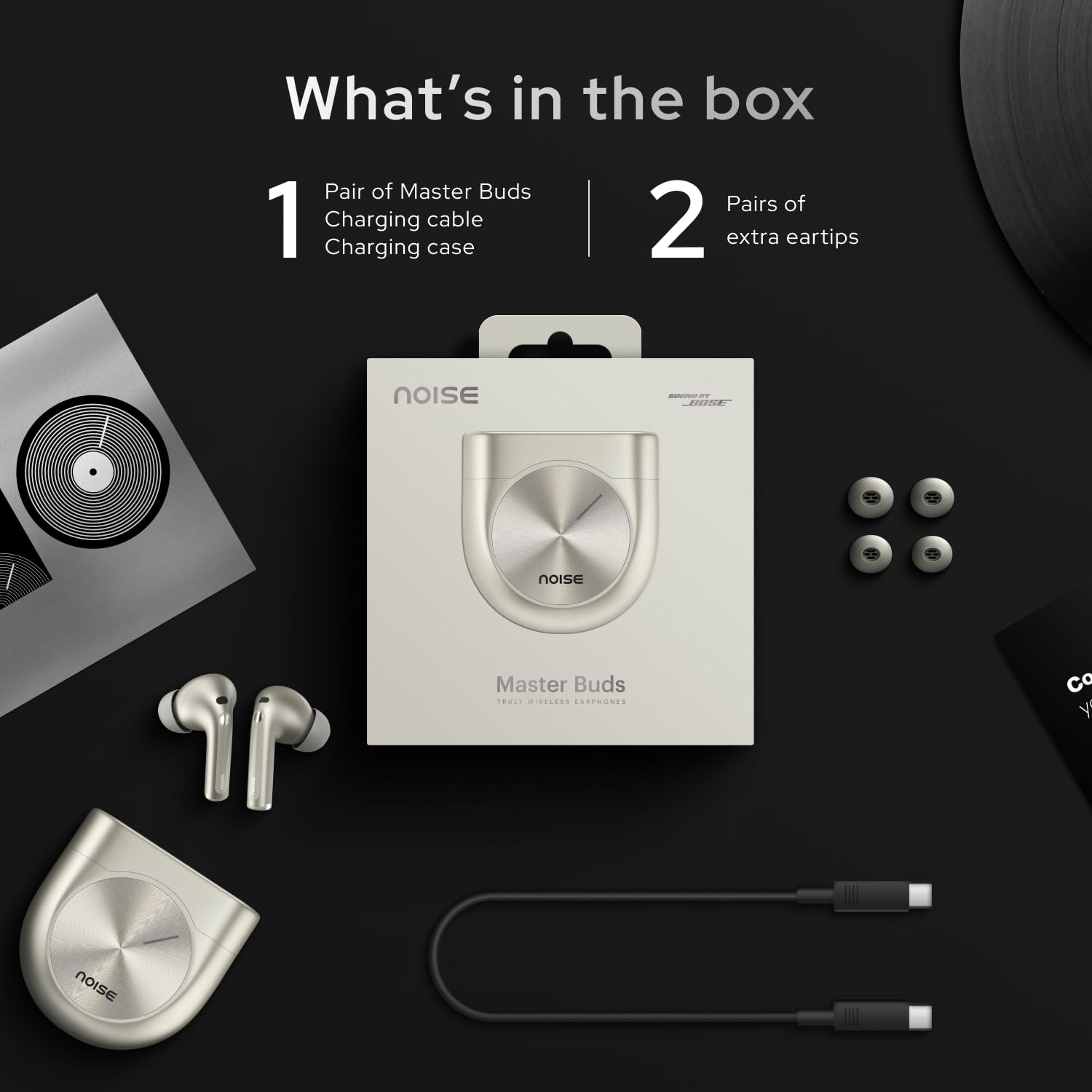 Noise Master Buds, Sound by Bose in-Ear Bluetooth Earbuds, Up to 49dB Adaptive ANC, LHDC 5.0, Immersive Spatial Audio, 44H Playtime with 6 mic ENC, Dual Pairing, IPX5 Ear Buds TWS - Unboxed