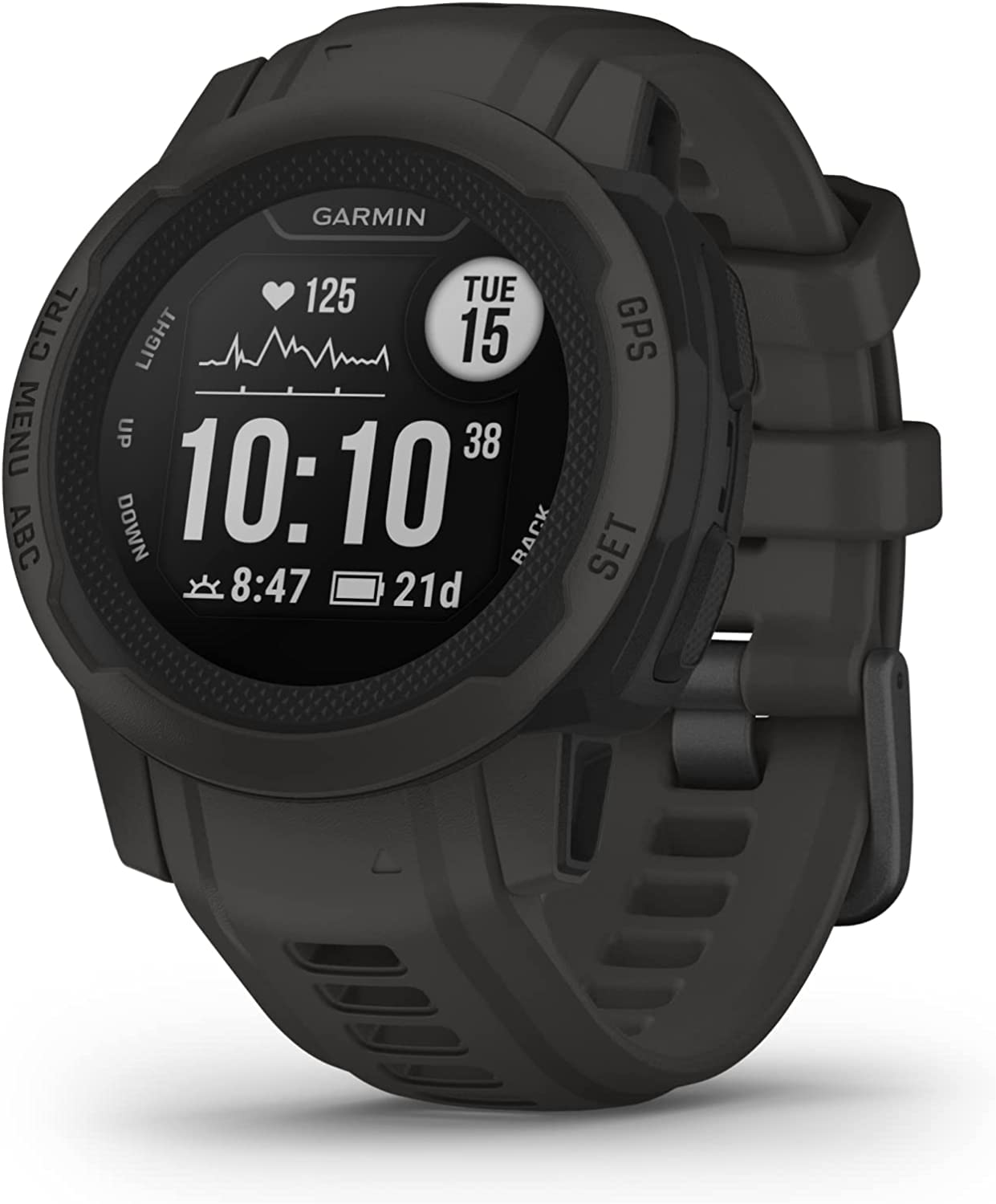 Garmin Instinct 2S Rugged GPS Smartwatch,Battery Upto 21 days, ABC Sensors, Tracback Routing, Multi GNSS, Ascent/Descent, 24/7 HR, SPO2, GPS Coordinates, Health Snapshot, MIL STD 810G with Black Band