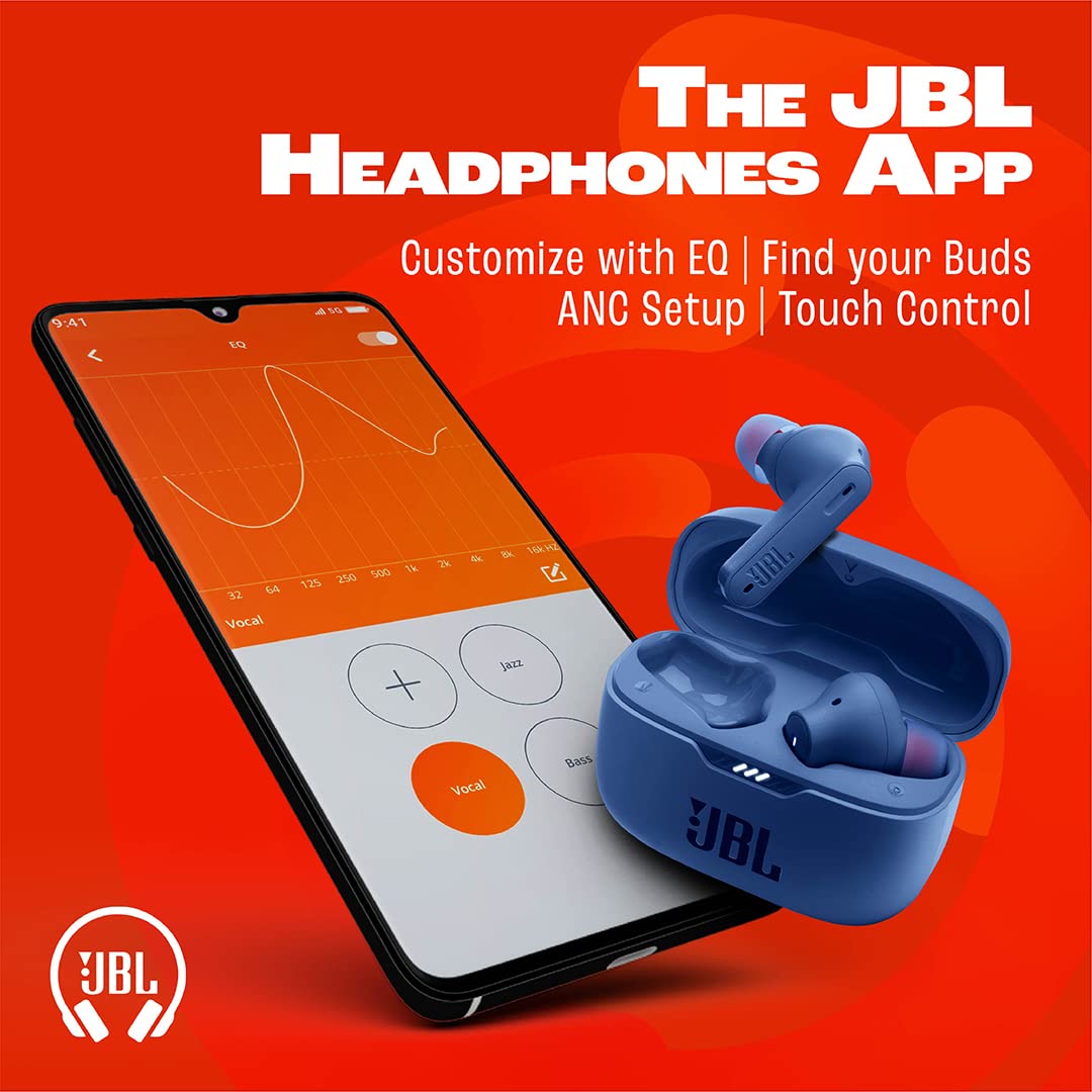 JBL Tune 230NC TWS, Active Noise Cancellation Earbuds with Mic, Massive 40 Hrs Playtime with Speed Charge, Adjustable EQ APP, 4Mics for Perfect Calls, Google Fast Pair, Bluetooth 5.2 (Blue)