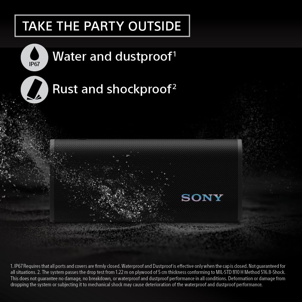 Sony ULT Field 3 Bluetooth Speaker, 48W Massive Bass, 24Hr Battery, IP67 Water/Dust/Shock/Rustproof, Hands-Free Calling, Quick Charge, Strap-White