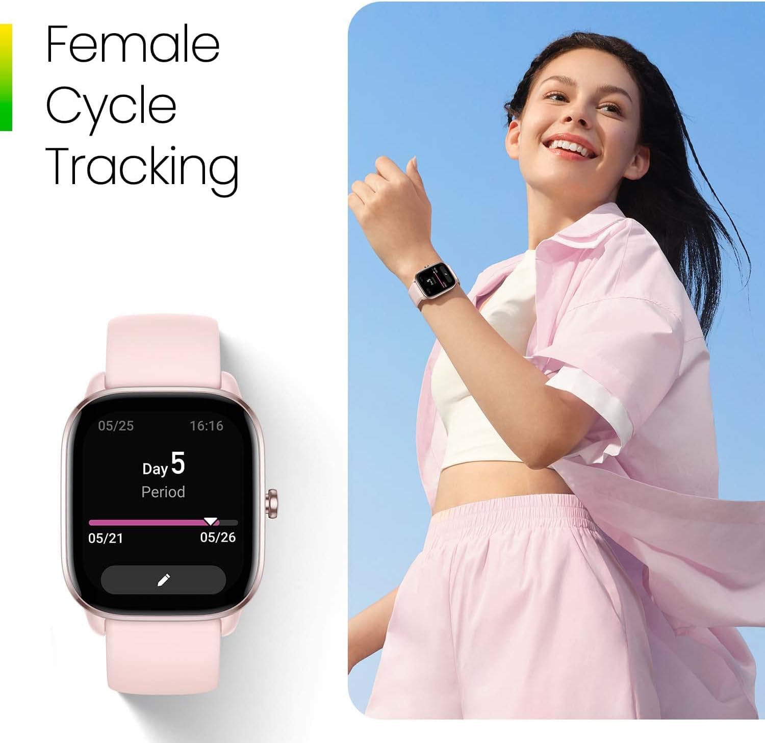 Amazfit Active 42mm AMOLED Smart Watch, Built in GPS, 14day Battery, 5ATM Water Resistant, for iOS & Android, Accurate Readings, BT Calls, Strava Support, Temperature Sensor, VO₂ Max (Midnight Black)