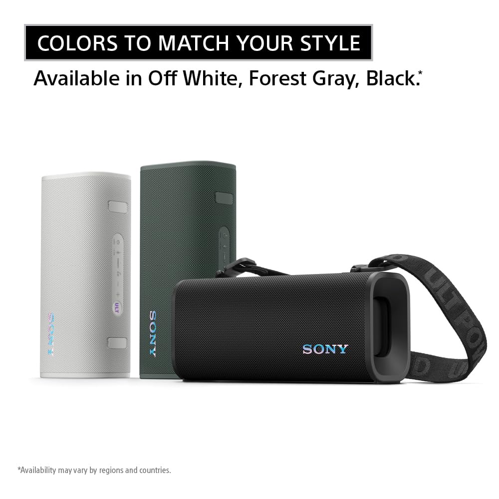 Sony ULT Field 3 Bluetooth Speaker, 48W Massive Bass, 24Hr Battery, IP67 Water/Dust/Shock/Rustproof, Hands-Free Calling, Quick Charge, Strap-White