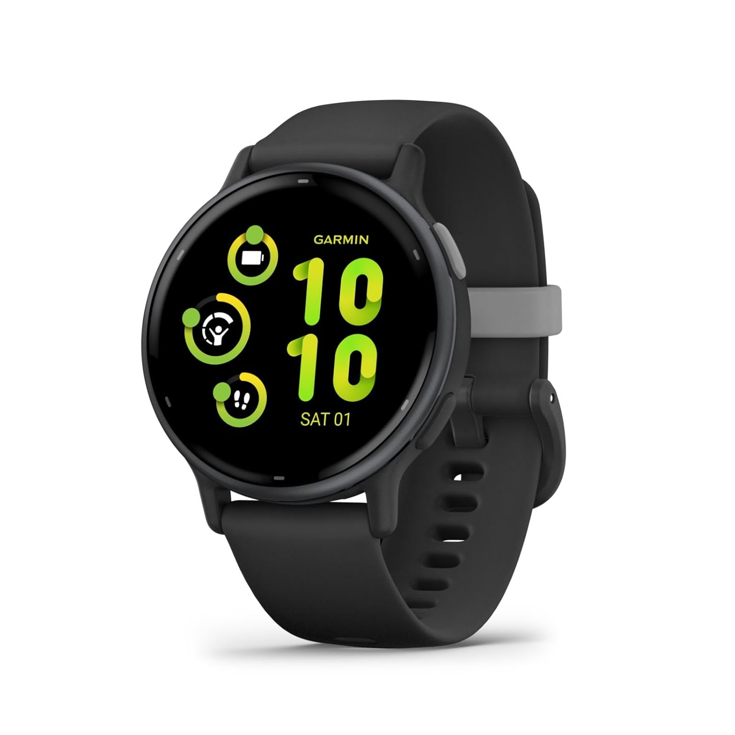 Garmin Vivoactive 5, Health and Fitness GPS Smartwatch, AMOLED Display, Up to 11 Days of Battery |Slate Aluminum Bezel with Black Case and Silicone Band - Unboxed
