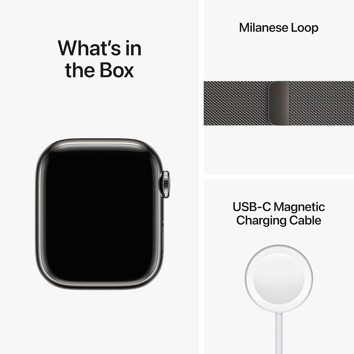 Apple Watch Series 8 [GPS + Cellular 41 mm] Smart Watch w/Graphite Stainless Steel Case with Graphite Milanese. Fitness Tracker, Blood Oxygen & ECG Apps, Always- On Retina Display, Water Resistant