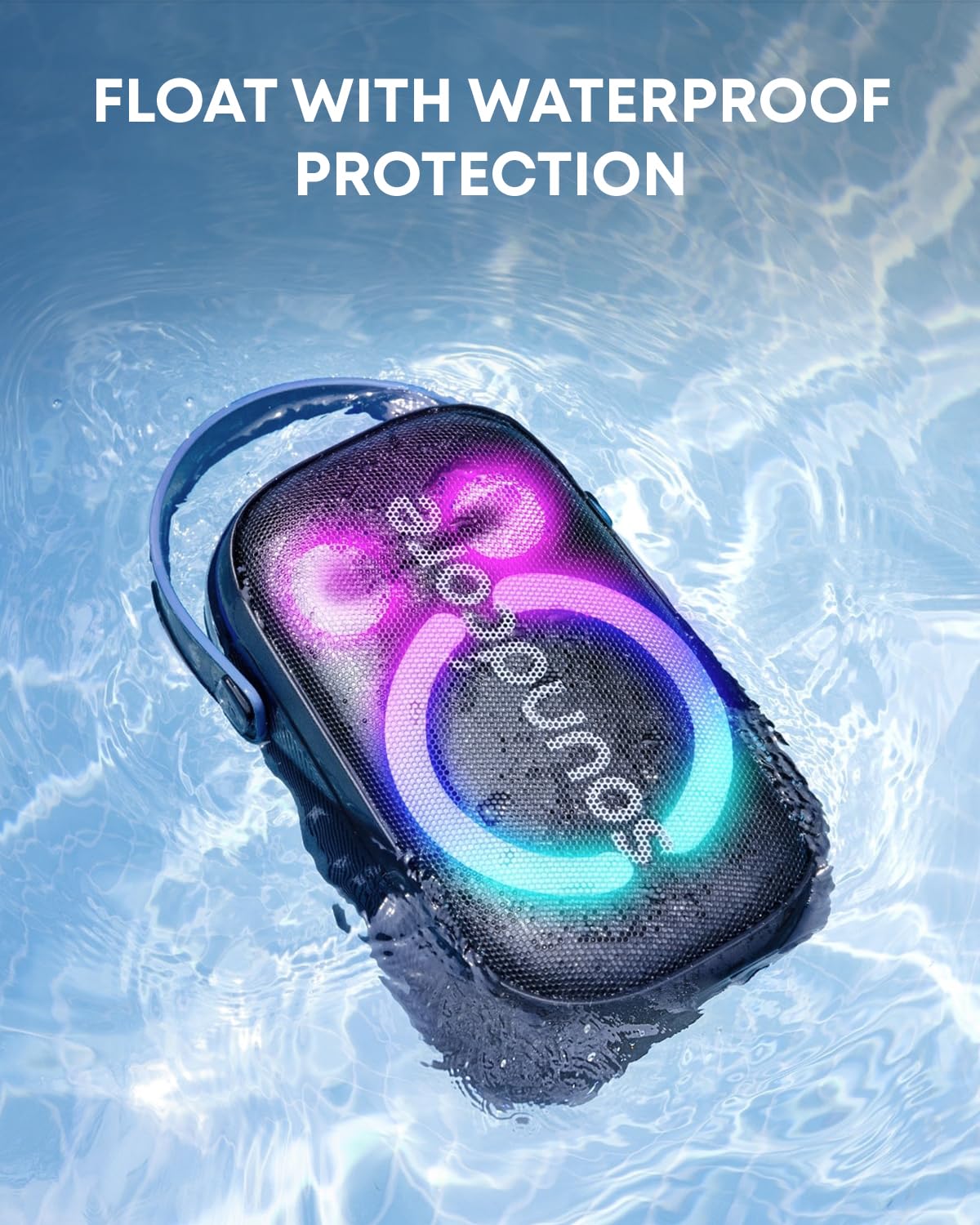 Soundcore Anker Rave Neo 2 Portable Speaker with 80W Stereo Sound,Partycast 2.0,Light Show,Ipx7 Waterproof(Floats On Water) 18H Playtime,Customizable Eq & Bass Up for Party,Backyard-Black,USB - Unboxed