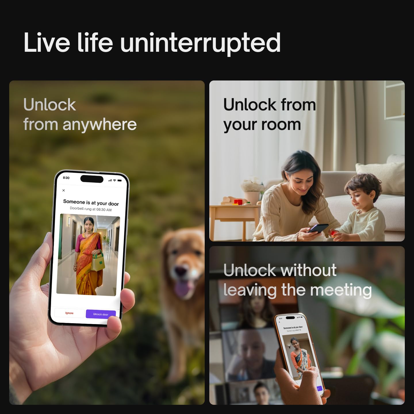 Native by Urban Company Lock Pro Smart Door Lock with in-Built HD Camera & Home Doorbell Connect | 7-Way Unlock | Free Installation | 3-Year Warranty - Unboxed