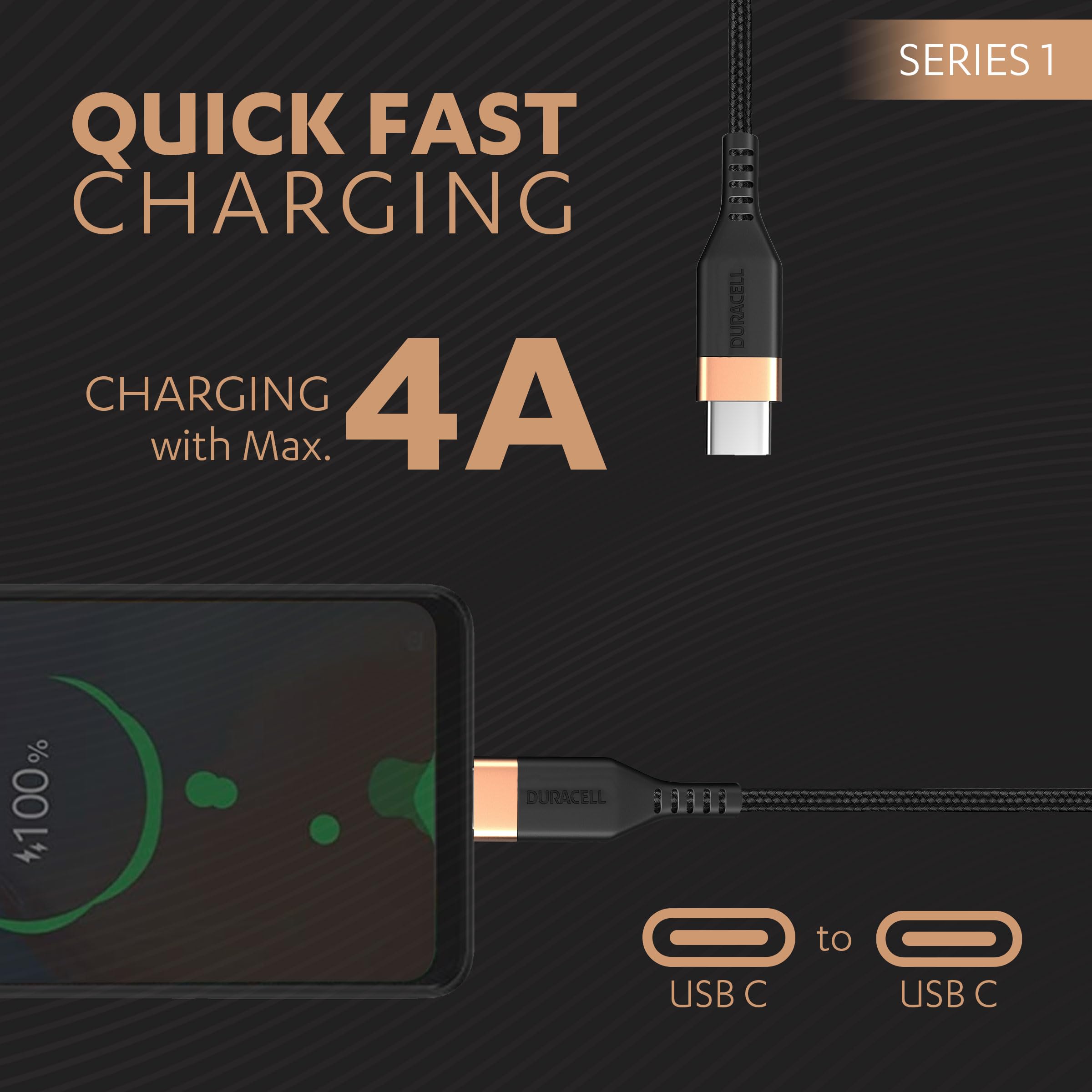 Duracell Power Bank 10000 mAh, Portable Charger, USB C/Micro USB Input, USB A/USB C Output, Fast Charge Technology, 22.5W Power Delivery for Smartphones, Tablets, Headphones and USB-Powered Devices - Unboxed