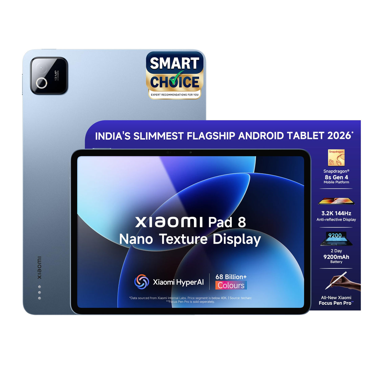 XIAOMI Pad 8, 11.2 -inch (28.44 CM), LCD 3.2K, 12GB RAM, 256GB ROM, Wi-Fi, Quad Speakers Dolby Atmos, Supports Focus Pen, AI Enabled - Unboxed
