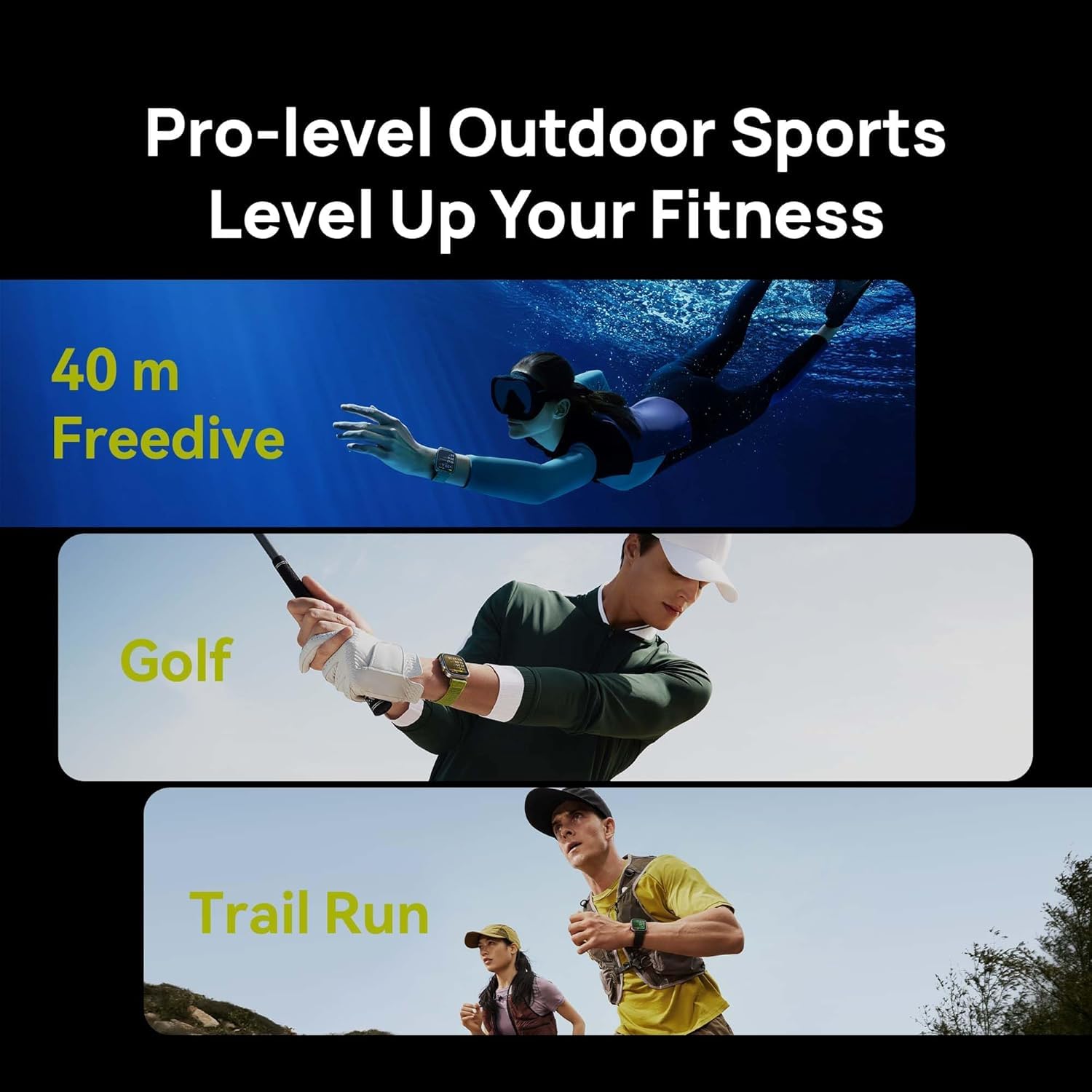 Huawei Watch FIT4 Pro Smartwatch, 1.82" Sapphire Display Titanium Alloy Bezel, Up to 10-Day Battery Life, Dual Band GPS, Golf Courses map, 40 m Free Diving, Compatible with Android iOS, Black