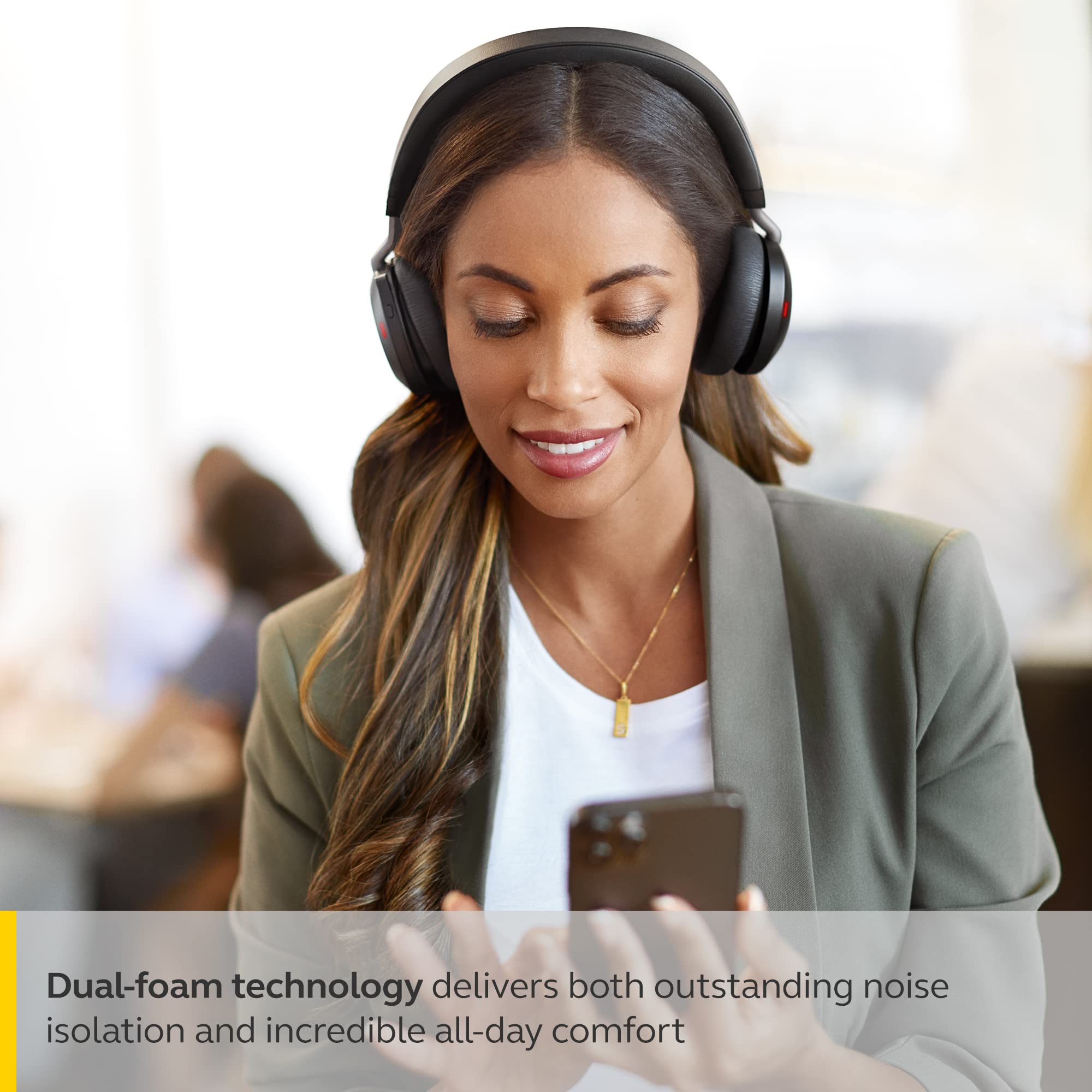 Jabra Evolve2 75 PC Wireless On Ear Headset with 8-Mic Technology - Dual Foam Stereo Headphones with Adjustable Advanced Active Noise Cancelling - Unboxed