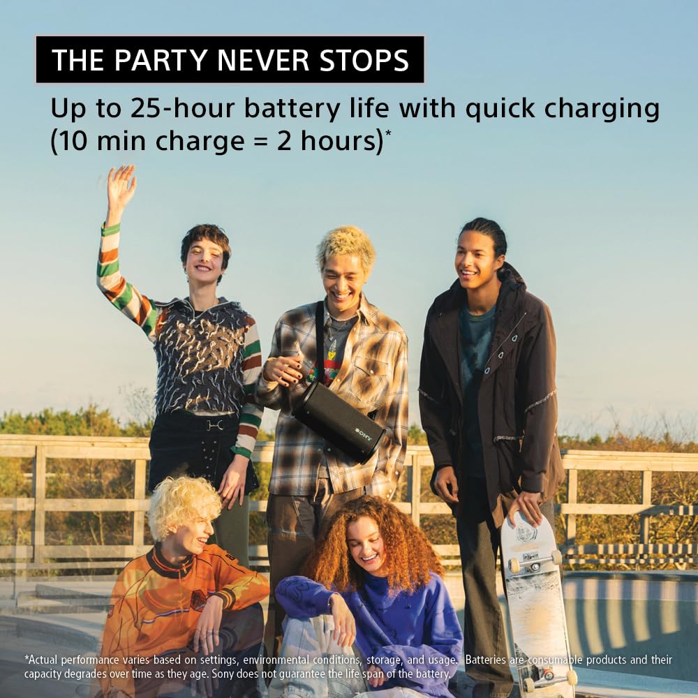 Sony New ULT Field 5 Wireless Bluetooth Speaker, 25hrs Playtime, Massive Bass, Shoulder Strap, Built in Power Bank, IP67 Water & Dustproof, Quick Charge, 360 Party Light, Party Connect - Unboxed