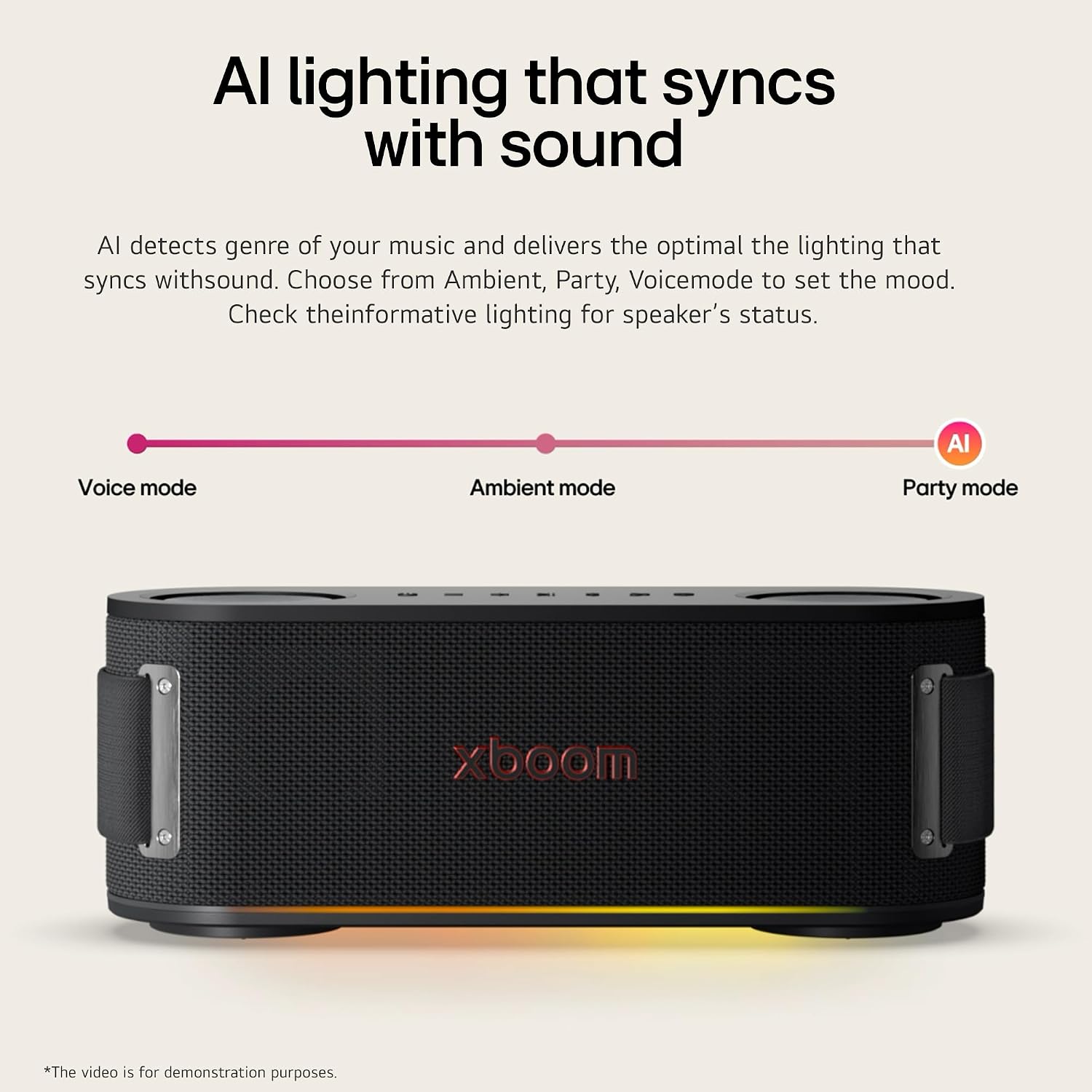 LG XBOOM Bounce Wireless Portable Bluetooth Speaker, Upward Dual Passive Radiators, AI Sound, AI Lighting, 30Hrs Playtime, Bass Boost, IP67 Water & Dustproof, Built in Power Bank, Carrying Strap