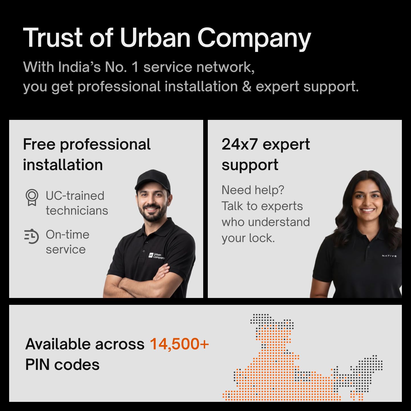 Native by Urban Company Lock Pro Smart Door Lock with in-Built HD Camera & Home Doorbell Connect | 7-Way Unlock | Free Installation | 3-Year Warranty - Unboxed