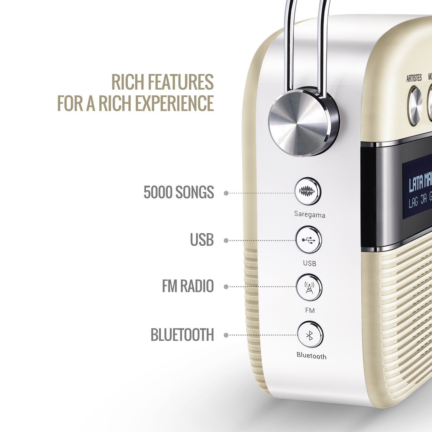 Saregama Carvaan Hindi - Portable Music Player with 5000 Preloaded Songs, FM/BT/AUX - Unboxed