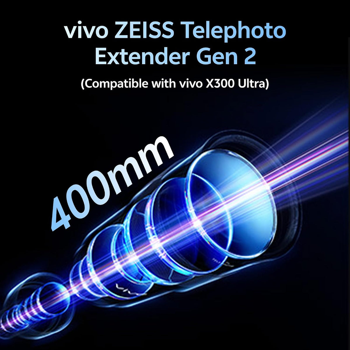 vivo ZEISS Telephoto Extender Gen 2 (400mm)|Compatible with X300 Ultra + Imaging Grip Kit Compatible with vivo X300 Ultra