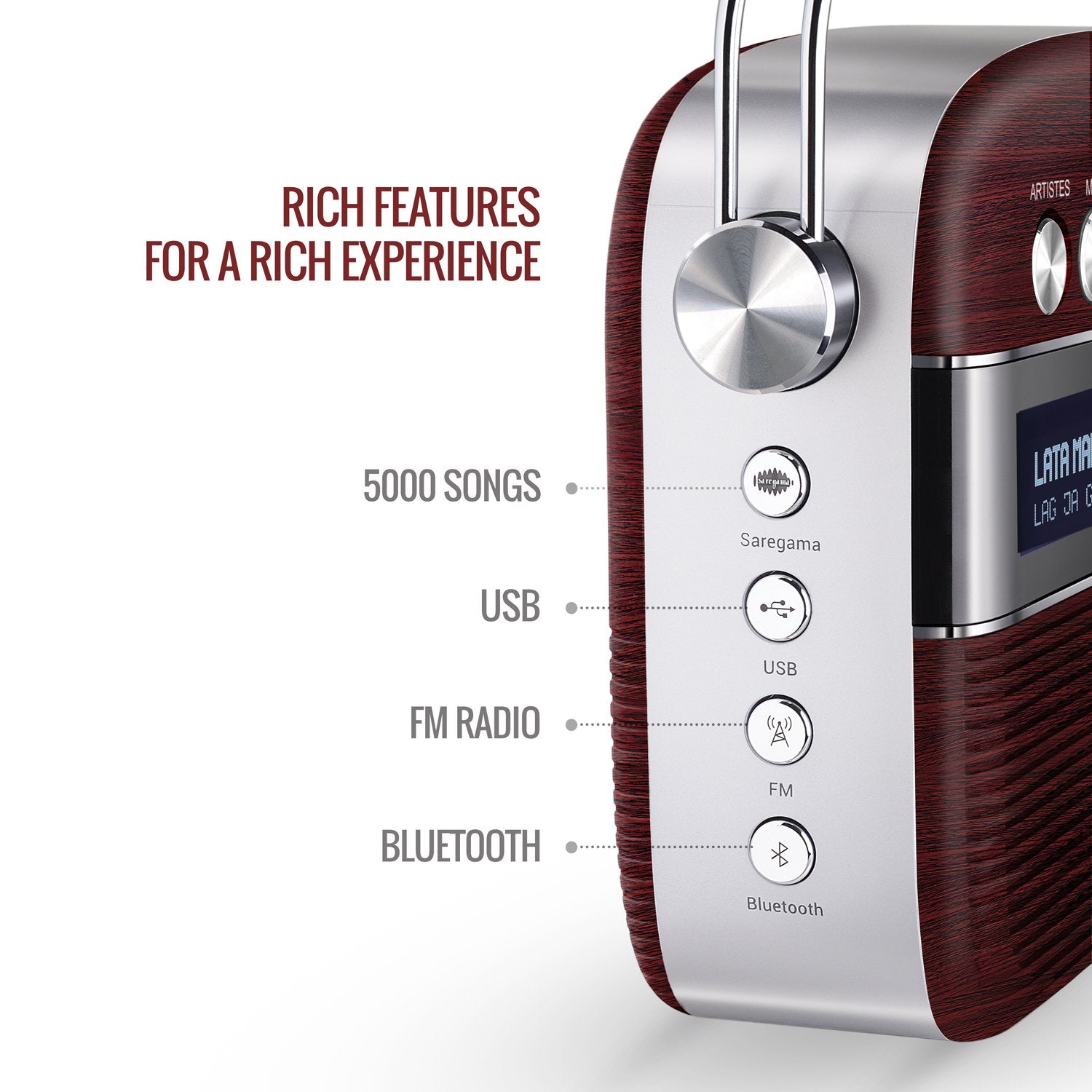 Saregama Carvaan Hindi - Portable Music Player with 5000 Preloaded Songs, FM/BT/AUX - Unboxed